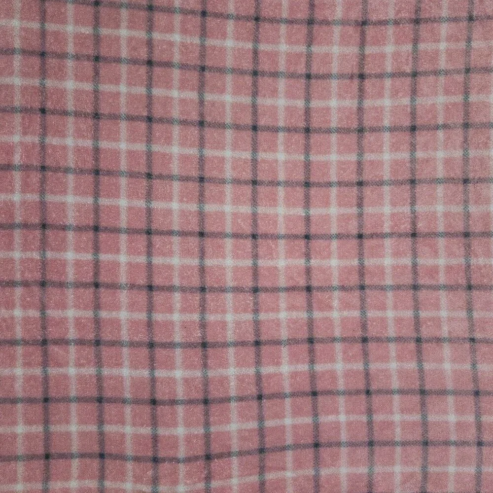 Pink Gray White Plaid Fleece Baby Blanket Lovey RN 36753 Allura